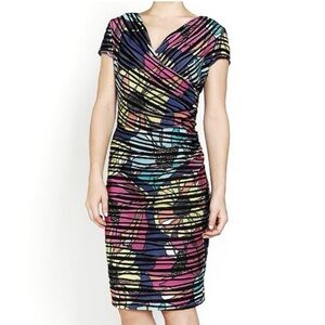 Joseph Ribkoff Colorful Abstract Midi Dress
